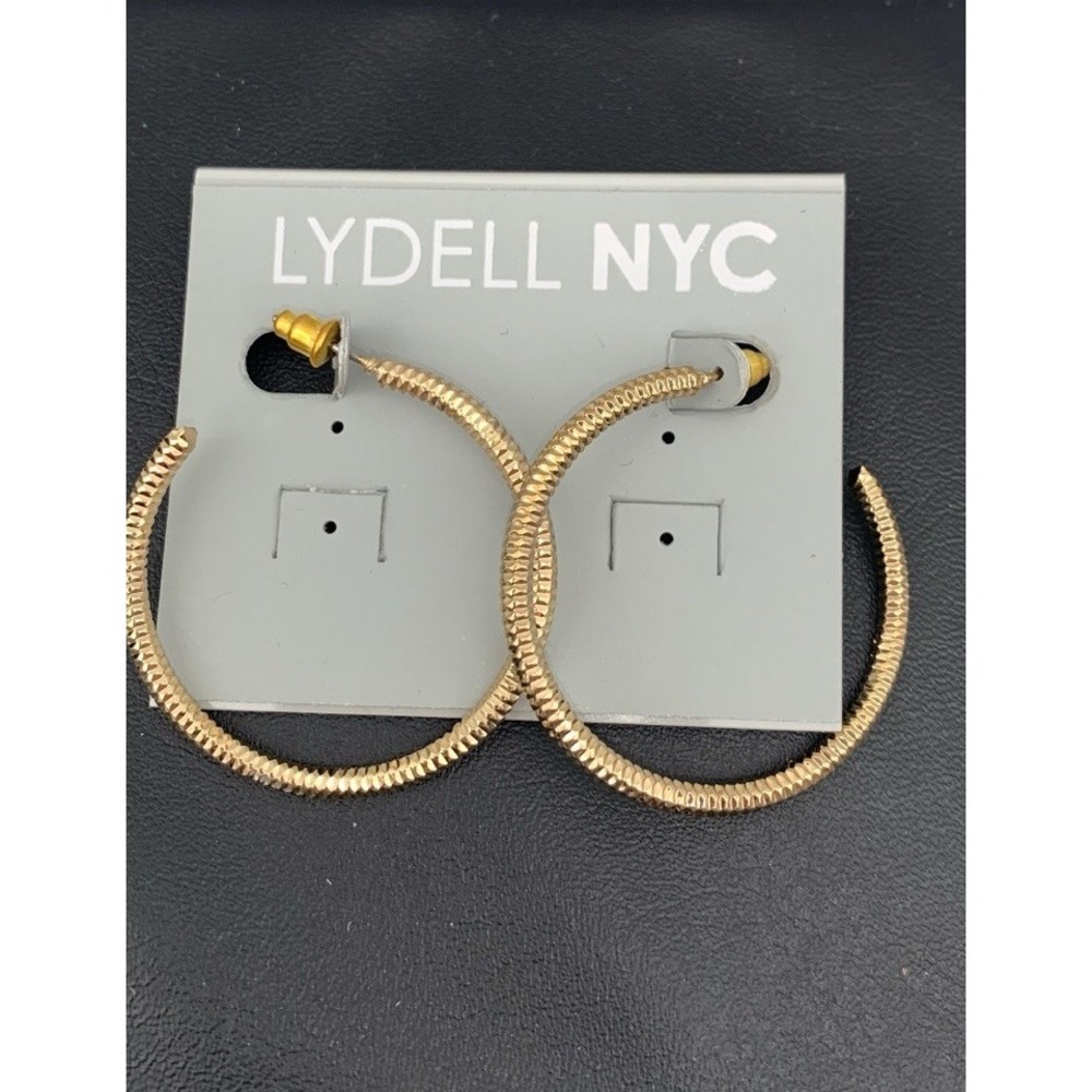 NWT Lydell NYC Gold Tone Textured Twisted Hoop Pierced Earrings